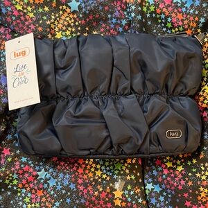 Lug FLOUNCE Indigo Navy Crossbody Ruched Bag, Dressy, Cell Pocket